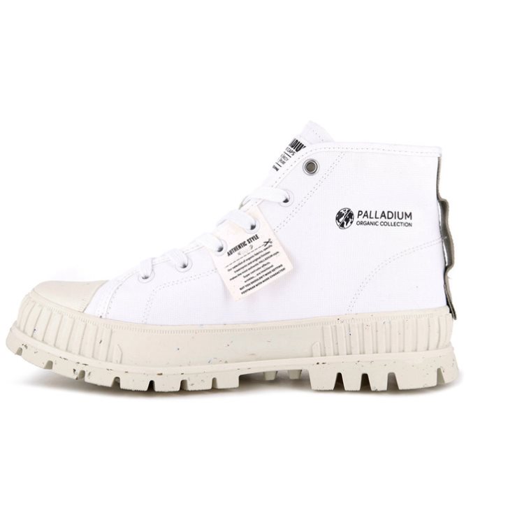 Palladium Pallashock Mid Organic Women's Boots White | UK I197-HXQ